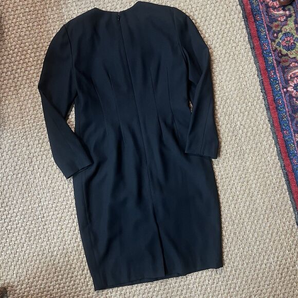 VTG Jacqueline Ferrar NWT Deadstock Black Dress Sz 14 LS Career Closet Staple - Picture 2 of 7